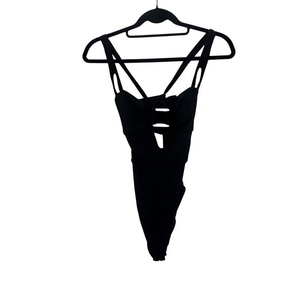 BECCA Modern Edge One Piece Swimsuit Plunge Neck Bathing Suits Size L NWT - Picture 12 of 12